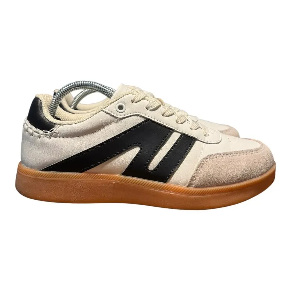 Lucky Step Women's 7 Sneakers White Black Sneakers Shoes Casual Suede